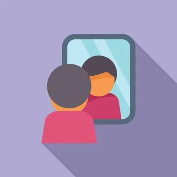 Man looking in mirror at reflection Stock Illustration
