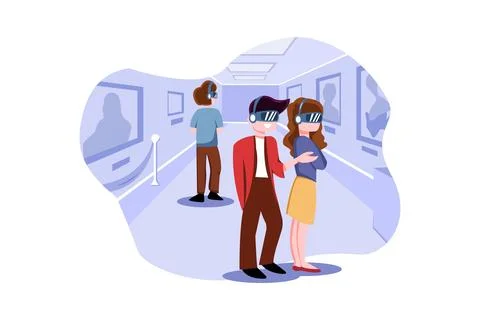 Man Looking At NFT Art Using VR 스톡 일러스트