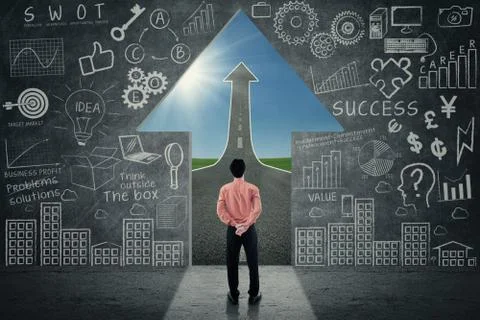 Man looking at opportunity Stock Illustration