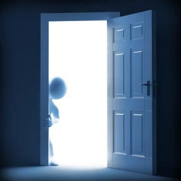Man looking from the other side of the door Stock Illustration