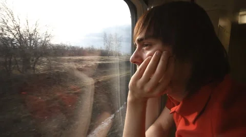 Man looking out the window Stock Footage 4536558