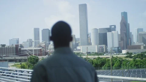 Man looking over city Stock Footage 120018079