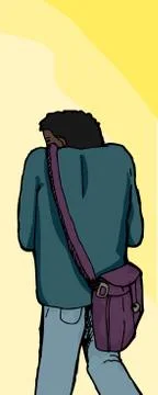 Man Looking Over Shoulder Stock Illustration