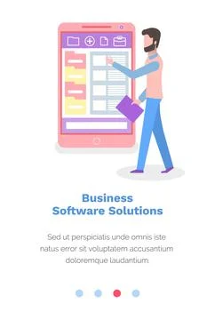 Man looking at the phone screen vector illustration. Website with business Stock Illustration