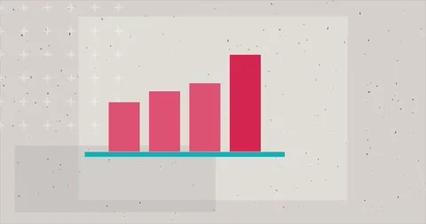 Man looking at red graph through a magnifying glass. Modern collage style Stock Footage 309623342