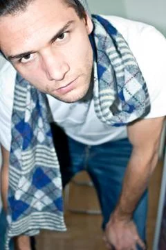 Man looking seriously into the camera Stock Photos