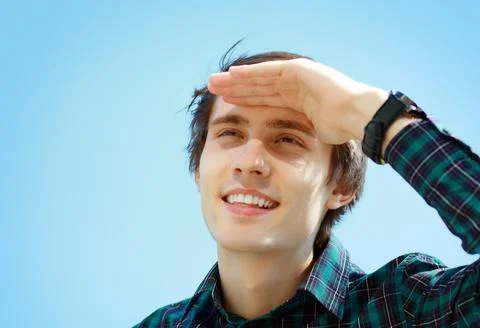 Man looking at the sky Stock Photos