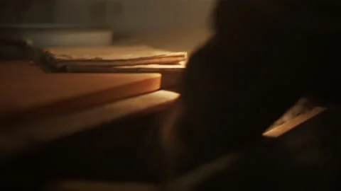 A Man Is Looking For Something In An Old Room Stock Footage 206455187