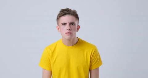 Man looking strange and shaking head in denial Stockbeeldmateriaal 144958892