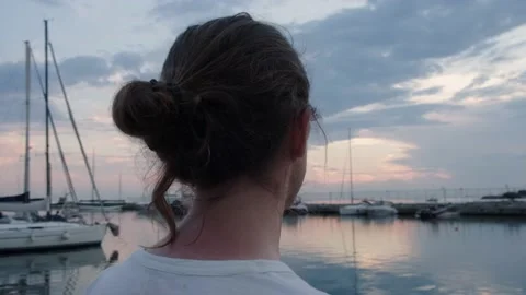 Man looking at sunset. Stock Footage 198735861