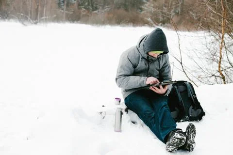 Man looking at Tablet Stock Photos