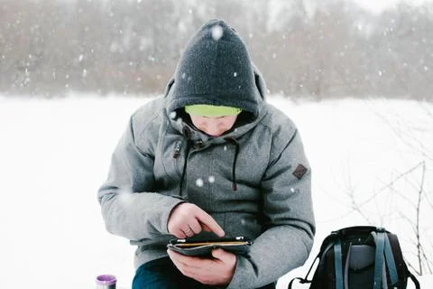 Man looking at Tablet Stock Photos