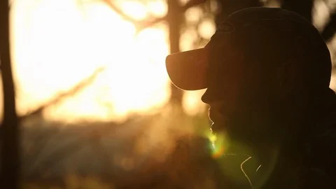 Man looking through Binoculars Close Up Stock Footage 92094715