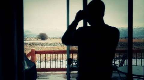 Man looking through binoculars into the field Video stock 32821406