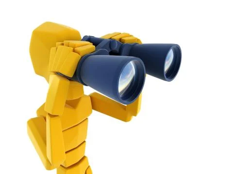 Man looking through the binoculars Stock Illustration