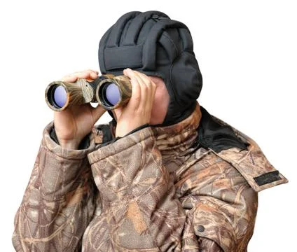 A man looking through binoculars Stock Photos