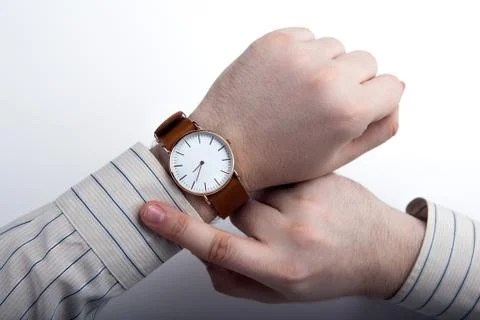 Man looking at the time Stock Photos