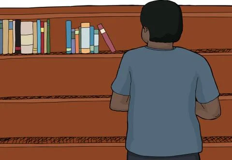 Man Looking at Top of Shelf Stock Illustration