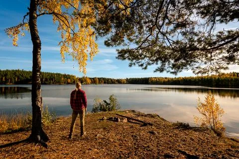 Man looking at the view Stock Photos