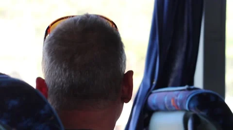 Man Looking To The Window, In The Bus Stock Footage 67210171