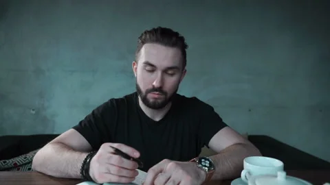 Man is looking on you Video stock 86249630