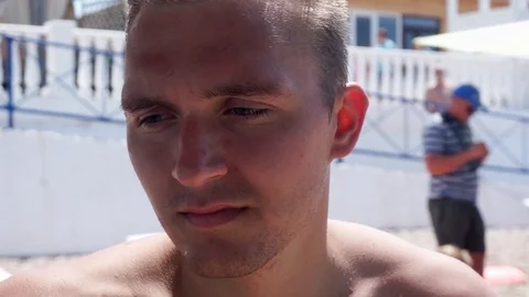 Man looks into the camera and says something Stock-Footage 102785391
