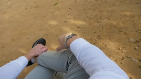 The man looks at the clock Stock Footage 87686942