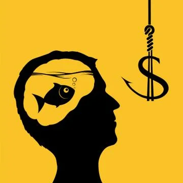 Man looks at a fish hook 스톡 일러스트