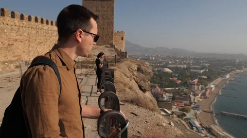 Man looks from the mountain Video stock 103703405