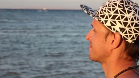 The man looks at the sea Stock Footage 82320306