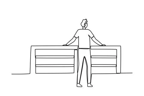 A man looks at the view from the boat Stock Illustration