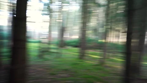 The man is lost in the forest and looks around very quickly. Stock Footage 231061124