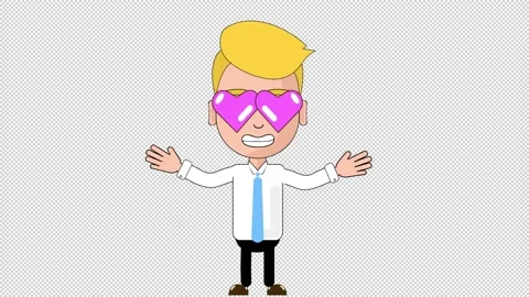 Man In Love Animation Character Loop Alpha Stock Footage 218315840