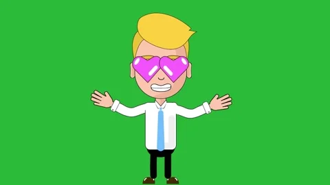 Man In Love Animation Character Loop Alpha Stock Footage 218315842