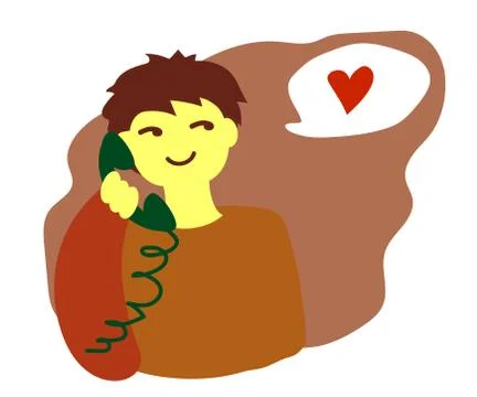 A man in love is talking on the phone. Vector Stock Illustration