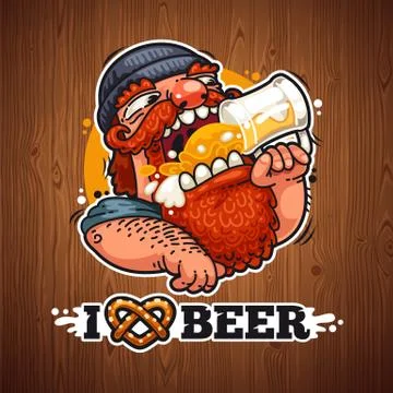 Man Loves Beer Stock Illustration