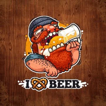 Man Loves Beer Stock Illustration