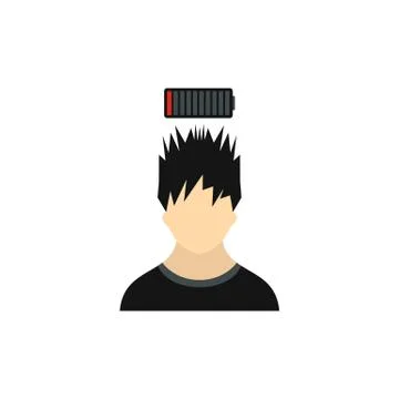 Man with low power battery over his head icon Ilustração Stock