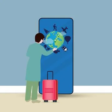 Man with a luggage Stock Illustration