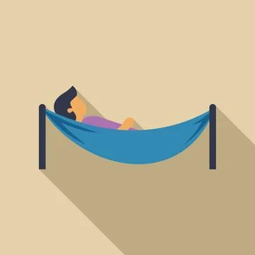 Man lying in blue hammock, enjoying rest and relaxation Stock Illustration