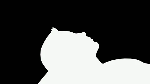 Man Lying Down Head Silhouette Mask White on Black Luma Matte Side View Stock-Footage 348179875