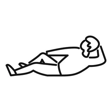 Man lying down relaxing on his back resting Illustrazione stock