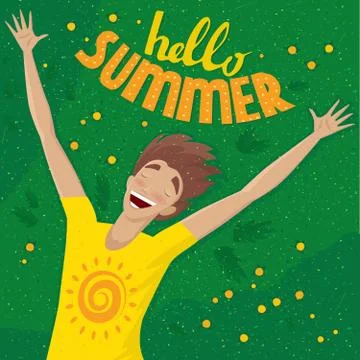 Man lying on the grass Stock Illustration