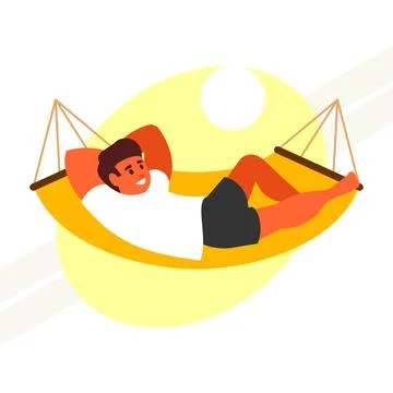 Man-lying-in-hammock Stock Illustration