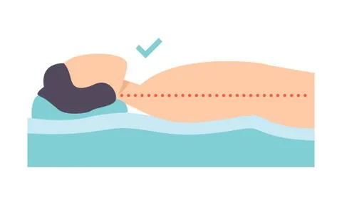 Man lying on his back, correct sleeping posture for neck and spine, healthy Stock Illustration