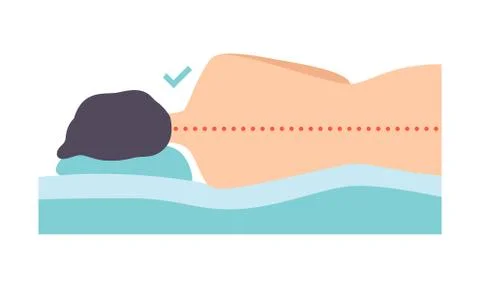 Man lying on his side, correct sleeping posture for neck and spine, healthy Stock Illustration