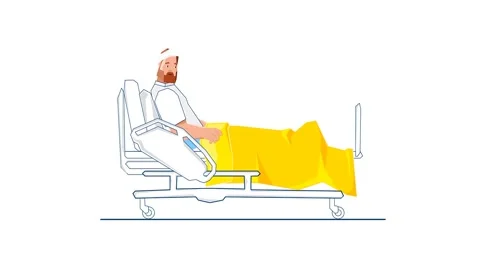 Man Lying In Hospital Bed 2D illustration Vidéo 277274484