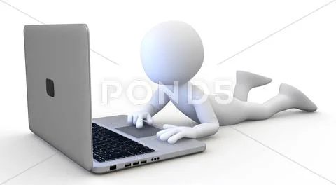 Man lying with a laptop Stock Illustration