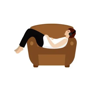 Man lying on a sofa Stock Illustration