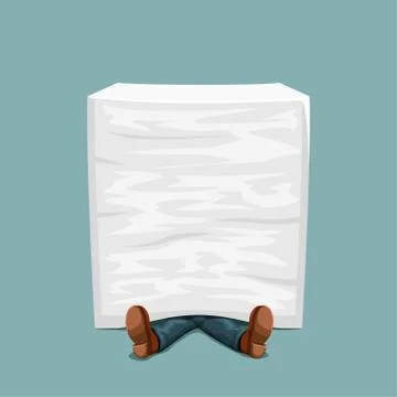 Man lying under paper stack Stock Illustration